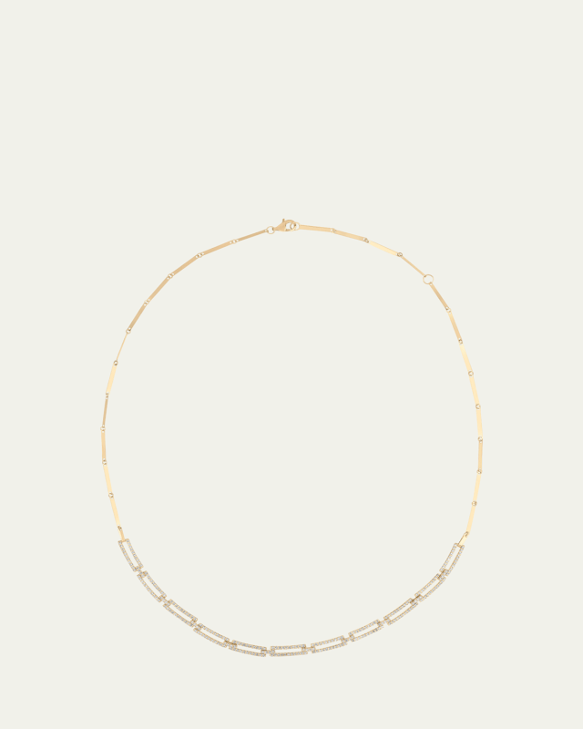14K Yellow Gold Flawless Diamond Skinny Tag Link Laser Rectangle Chain Necklace